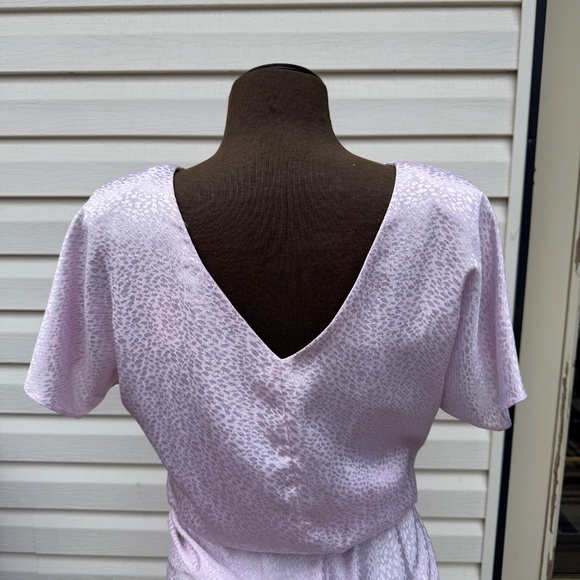 Chic Vintage 80s Satin Baby pink and Grey Midi Dress - Picture 9 of 10